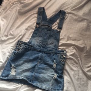 Denim overall skirt